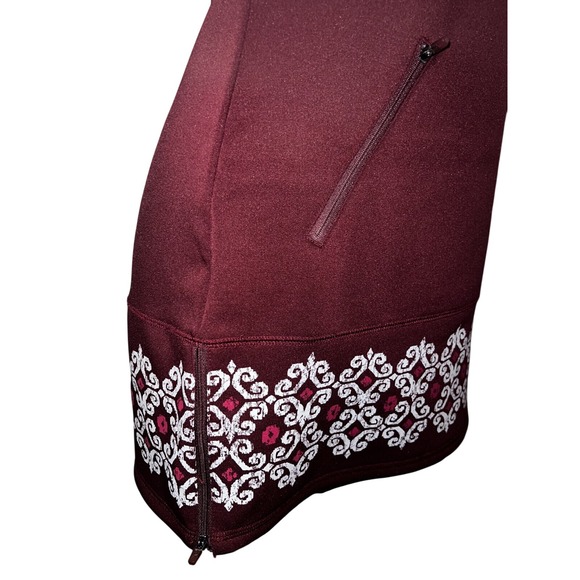 Athleta Burgundy Sleeveless Dress Geometric Print Zipper Pockets Women's Size S - Picture 4 of 10